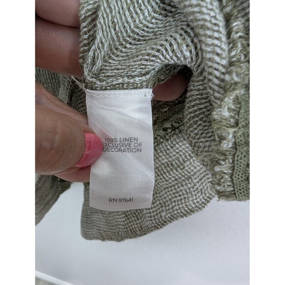 Pure Jill Green Linen Three Quarter Sleeve Top Medium - Picture 5 of 8